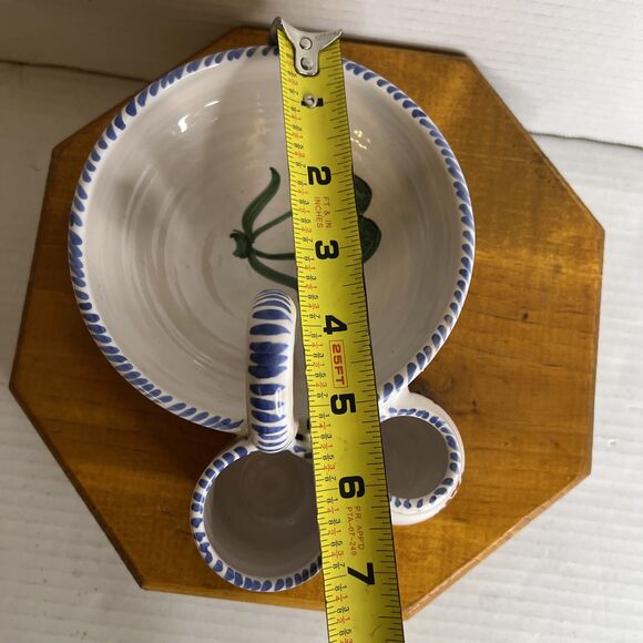 Made in Spain Olive Bowl with Toothpick Salt Holder Painted pottery Bowl Server - Picture 11 of 14